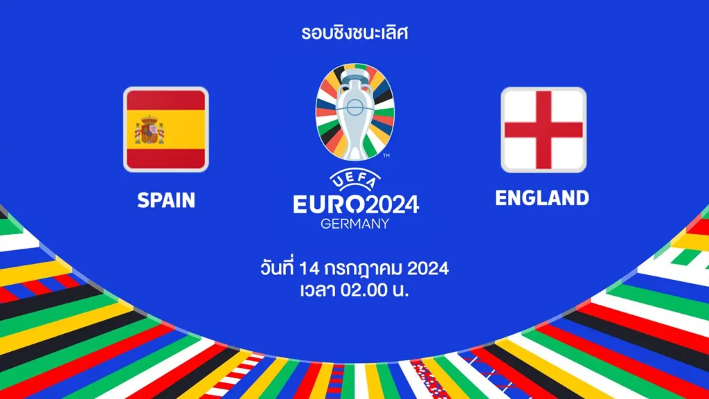ถ่ายทอดสดฟุตบอล ยูโร 2024 รอบชิงชนะเลิศ สเปน vs อังกฤษ HD